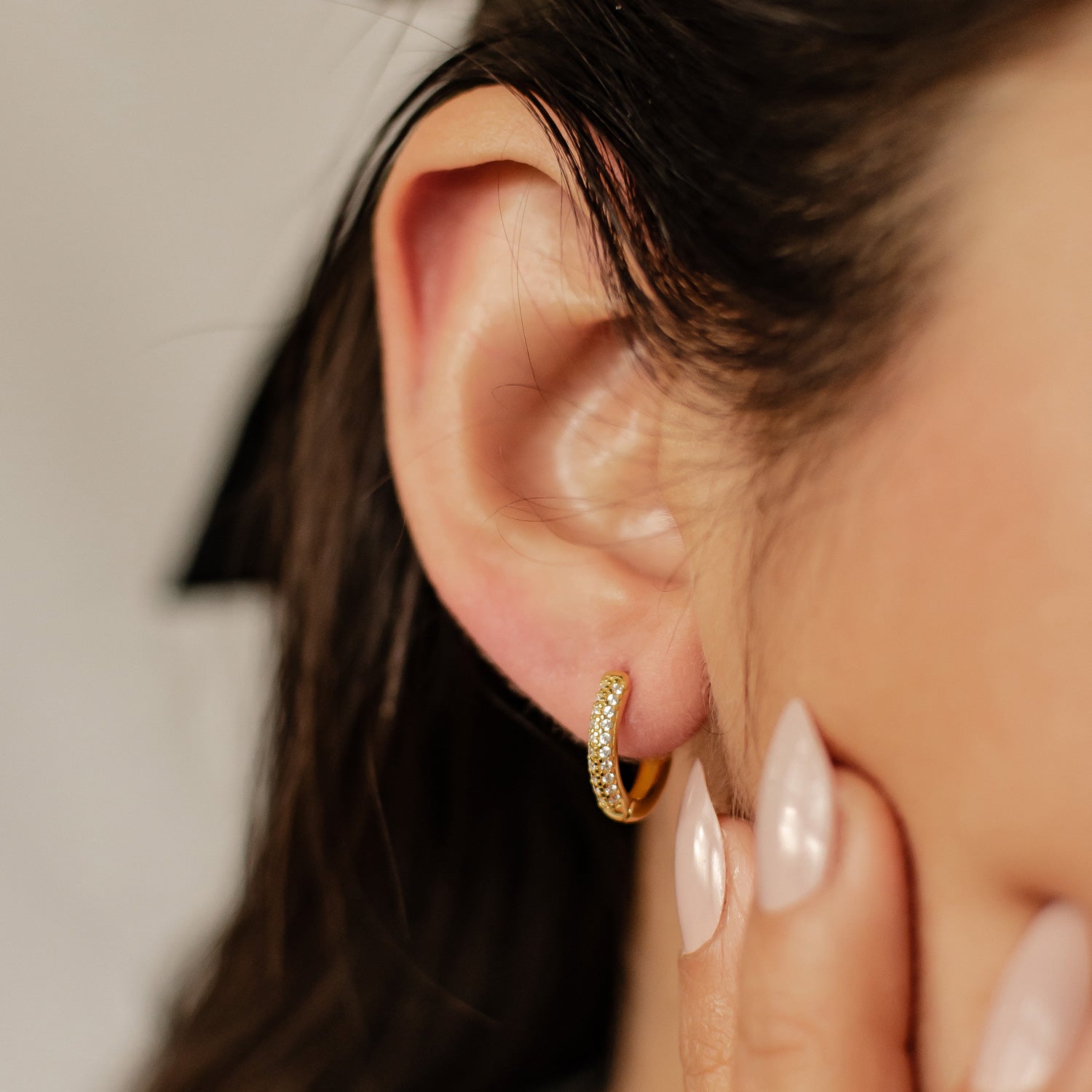 Boucles d’Oreilles Créoles Pierre Claire Double Sterling Argent